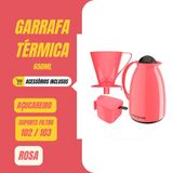 Kit Garrafa Termica Cores Café Pratico Açucareiro Suporte