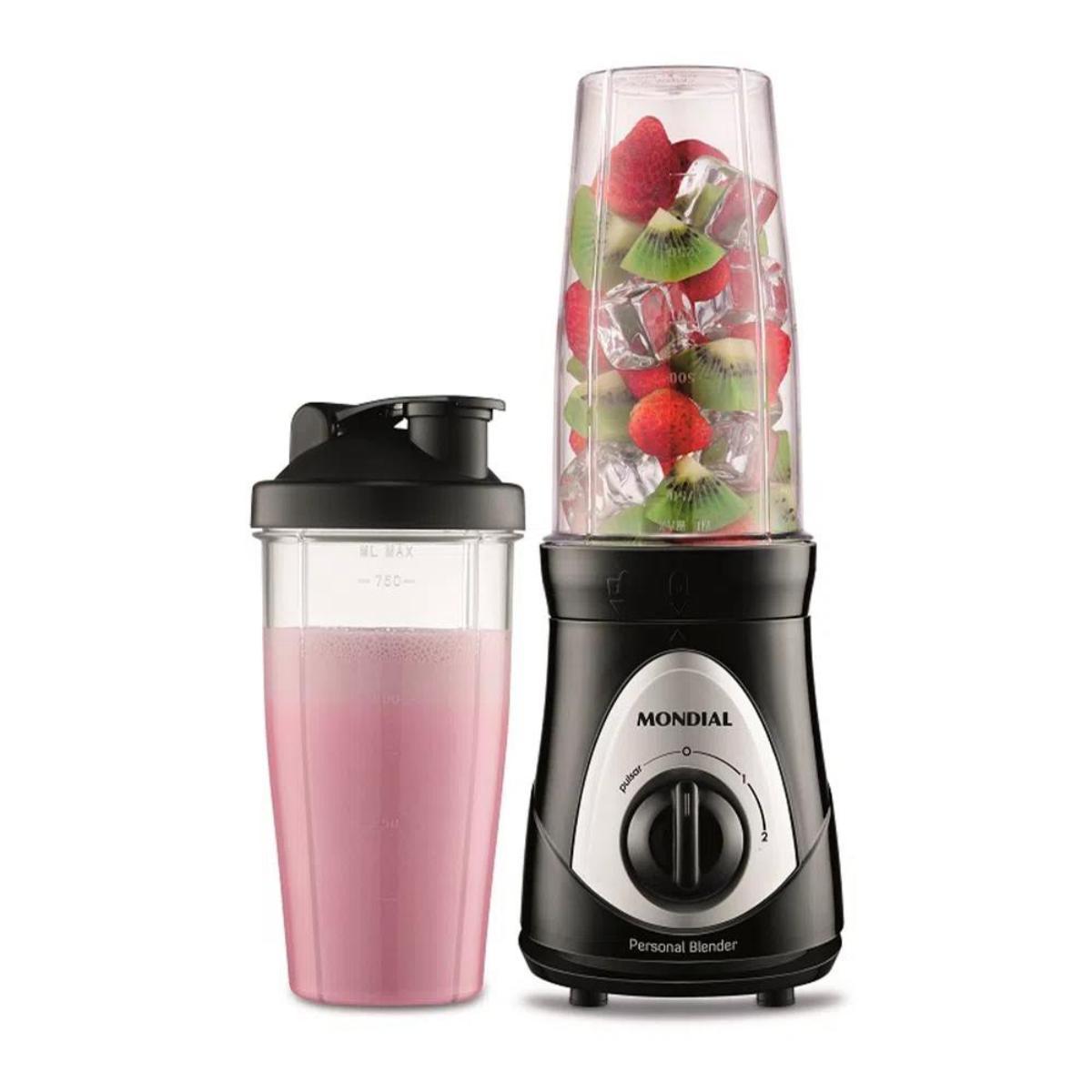 Liquidificador Mondial Personal Blender 300w - 2 Copos Squeeze - Lâminas Inox - Compacto