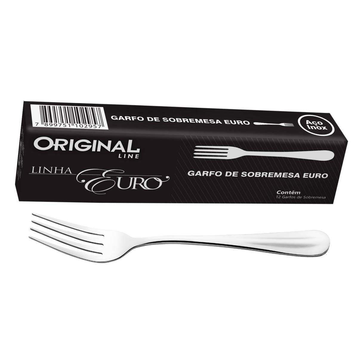 Garfos Para Sobremesa Inox Euro Com 12 Pçs Original Line