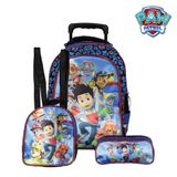 Kit Mochila Escolar Infantil Patrulha Canina Azul De Rodinha