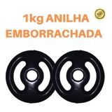 Kit 2 X Anilhas De 1kg Emborrachada Super Premium Preta