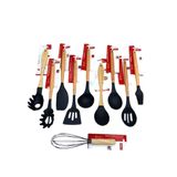 Utensílios De Cozinha De Silicone Cabo Madeira Kit 10 Peças