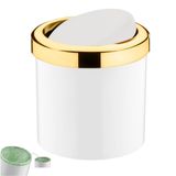 Lixeira 5l Tampa Basculante Banheiro Dourado - Branco