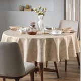 Toalha Mesa Redonda 6 Lugares Jacquard Aurora Bege Mescla