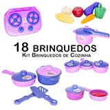 Kit Cozinha Infantil Jogo Panela Fogão Cooktop Legumes 18pç