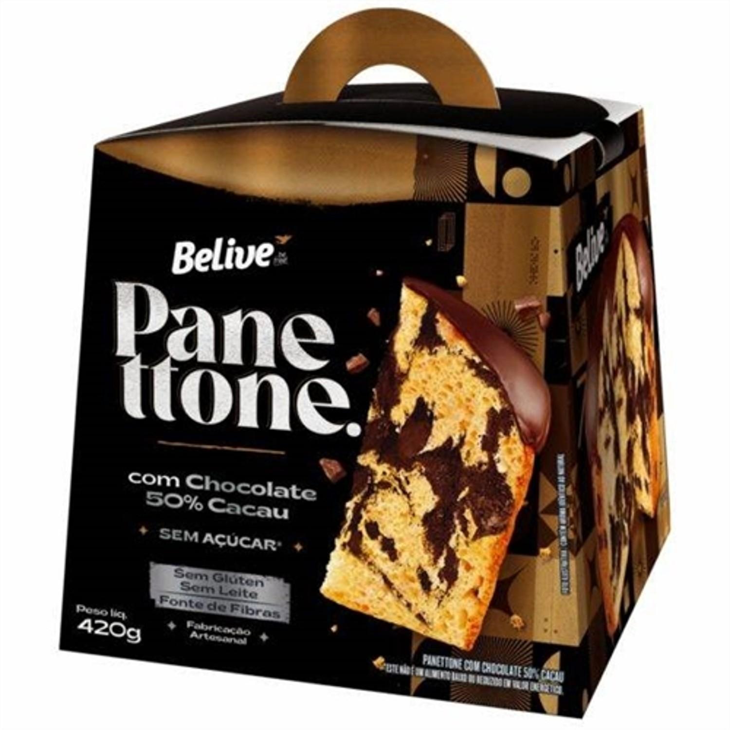 Panettone Com Gotas De Chocolate Zero Açúcar Belive 420g