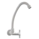 Torneira Cozinha Parede Bica Móvel Abs Branco Slim 1/4 V