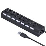 Adaptadores Usb Cabo Hub 2.0 7 Portas Com Led E Entrada