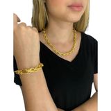 Cordão + Pulseira Balão 13mm Feminino - Banhado A Ouro 18k