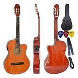 Kit Violão Flat Eletroacústico Afinador Giannini Sf14 Nt Aço
