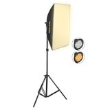 Kit Softbox 50x70 Com Iluminação De Led Bicolor + Tripé