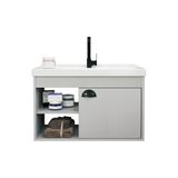 Gabinete Banheiro Em Mdf E Cuba - Monza Cinza 60cm