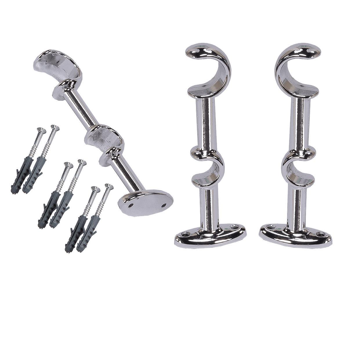 Kit De Suporte Para Cortina De Varão Duplo 19/28 Mm Em Metal