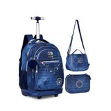 Kit Mochila Rodinha Jeans Rebecca Bonbon