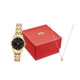 Kit Relógio Mondaine Feminino Dourado E Preto 32796lpmkde2k1