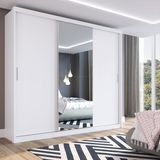 Guarda-Roupa Casal 3 Portas 1 Espelho 100% MDF London Espresso Móveis Branco