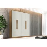 Guarda Roupa Solteiro 4 Portas 3 Gavetas Mdf Amsterdã Rufato Imbuia/off White