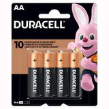 Pilha Alcalina Pequena Aa - 4 Unidades - Duracell