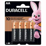 Pilha Alcalina Pequena Aa - 4 Unidades - Duracell