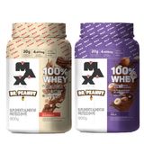 Kit 2x Whey Casal Fitness 100% Whey Dr. Peanut X Max Titanium Sabor Bueníssimo / Avelã Pote 900g