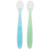 2 Colheres Silicone Para Introdução Alimentar Bebê Mácia 23cm Buba Verde E Azul