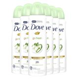 Kit 6 Desodorantes Aerosol Dove Go Fresh Pepino E Chá Verde 150ml