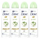 Kit 4 Desodorantes Aerosol Dove Go Fresh Pepino E Chá Verde 150ml