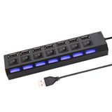 Adaptadores Usb Cabo Hub 2.0 7 Portas Com Led E Entrada