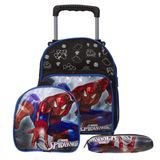 Kit Mochila Infantil Masculina Homem Aranha Creche Rodinhas