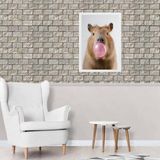 Quadro Decorativo Capivara Bubble Gum 33x24cm - Com Vidro