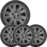 4x Calota Fiat Uno Palio Aro 13 Grafite Com Emblema 220cb