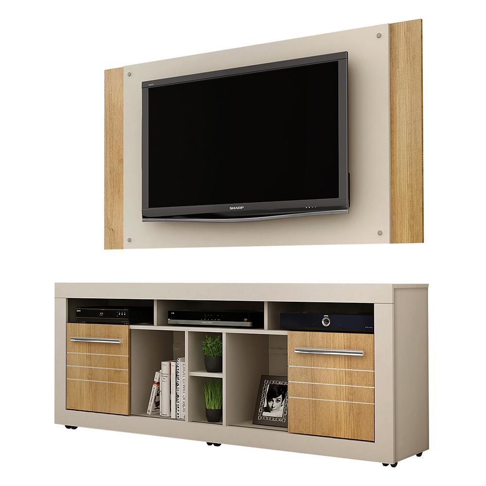 Rack Bancada Com Painel Extensível Firenze Off White/cinamomo Para Tv Até 50 - Valdemóveis