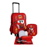 Kit Mochila Carros 3d Com Rodinhas E Lancheira + Estojo