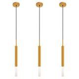 Kit 3 Luminárias De Teto Pendente Tubo Difusor Sala Dourado