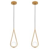 Kit 2 Luminárias Pendente Gota Globo Vidro Quarto Dourado