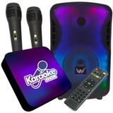 Karaoke Box com 2 Microfones, 1800 Músicas, HDMI Full HD