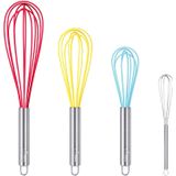 Whisks De Silicone Para Cozinhar 4 Peças Pacote De Balão Fio De Fio De Ovo Batedor De Leite Frother Cozinha Utensílios Utensílios De Cozinh