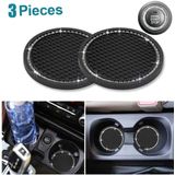 3 Peças Bling Decor Crystal Rhinestone Car Cup Holder Coaster Insert Cup Mat,car Bling Ring Emblem Sticker Bling Car Accessories For Women,i