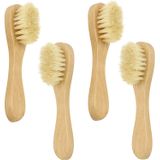 Limpeza Esfoliante Escova Facial De Alça De Madeira, 4-pack