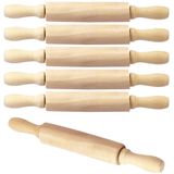 6 Pack 8 Inch Mini Wood Rolling Pin,great For Children Kids Girls And Boys, Small Wooden Rollers For Art And Crafting, Assar, Cookie Dough,