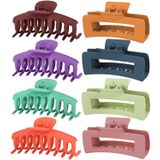 8 Cores Strong Hold Hair Claw Clips, 2 Styles Nonslip Big Jaw Clip For Women And Girls, 4 Square Matte E 4 Bright Acrylic Hair Clamps For Th