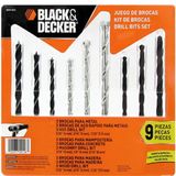 Jogo De Brocas Para Madeira Concreto E Metal Com 9 Peças - Bd0110cs - Black &amp; Decker