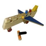 Avião De Madeira Com Pinos - Brinquedo Infantil Educativo