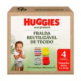 Fralda Huggies Eco Protect Reutilizável De Tecido Tamanho Único Estampas Sortidas 4 Unidades