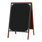 Cavalete De Calçada Quadro Negro Duplo 70×50 Mogno Decorado