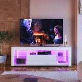 Rack Para Tv Até 60 Polegadas Estilo Gamer 1 Gaveta 2 Prateleiras Em Vidro E Iluminação Em Led Yesca Branco