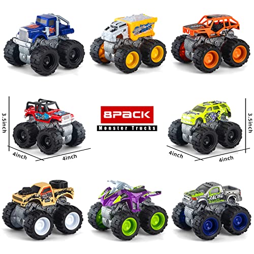 Bokaboka 8 Pack Monster Trucks Para Meninos E Gilrs, 4 Rodas