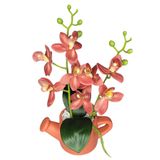 Arranjo De Flores Artificiais Com Caixa De Mdf (29cm) Laranja/terra