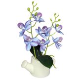 Arranjo De Flores Artificiais Com Caixa De Mdf (29cm) Branco/azul