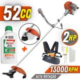 Roçadeira Aparador De Grama Á Gasolina Tekna Rl520ac-g2 Motor 2t 52cc 2hp Com Lâmina De Corte 3 Pontas E Cabeçote Nylon + Óleo Stihl 2t